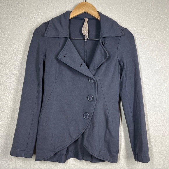 Bailey 44 Jacket Asymmetric Jersey Button Front Blazer Pea Coat Grey Size XS - Picture 2 of 7